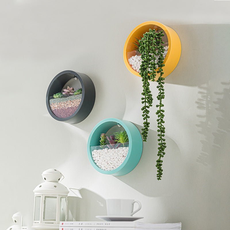 Round Iron Wall Vase Hanging Planter for Flowers and Succulents – Decorative Wall Art Flower Pot - Image 4