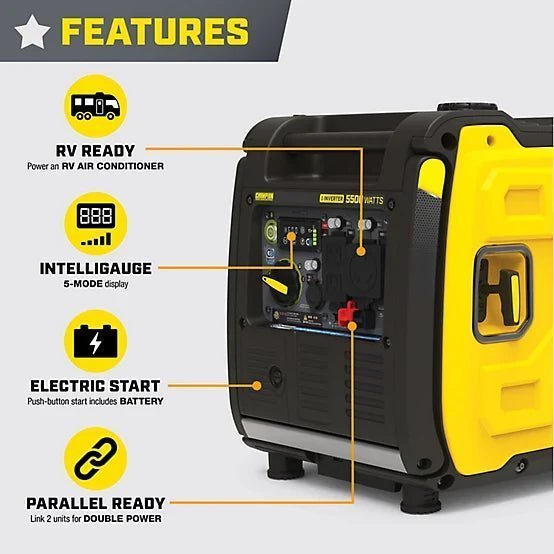 New!Champion Power Equipment 5500Watt Wireless Remote Start RV Ready Portable Inverter Generator with Quiet Technology & CO Shield - Image 2