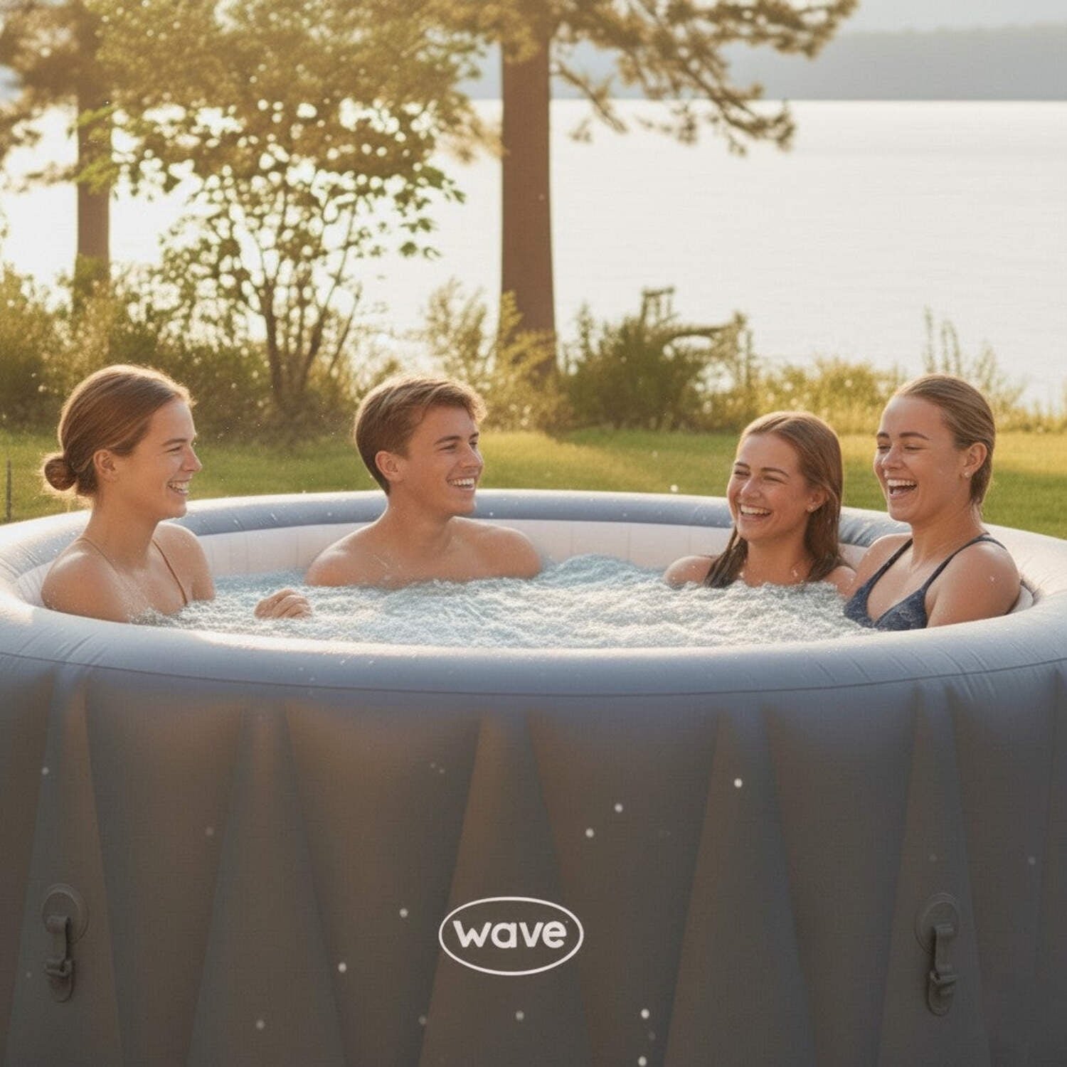 Wave Atlantic 6 Person Round Inflatable Hot Tub, Navy - Image 3