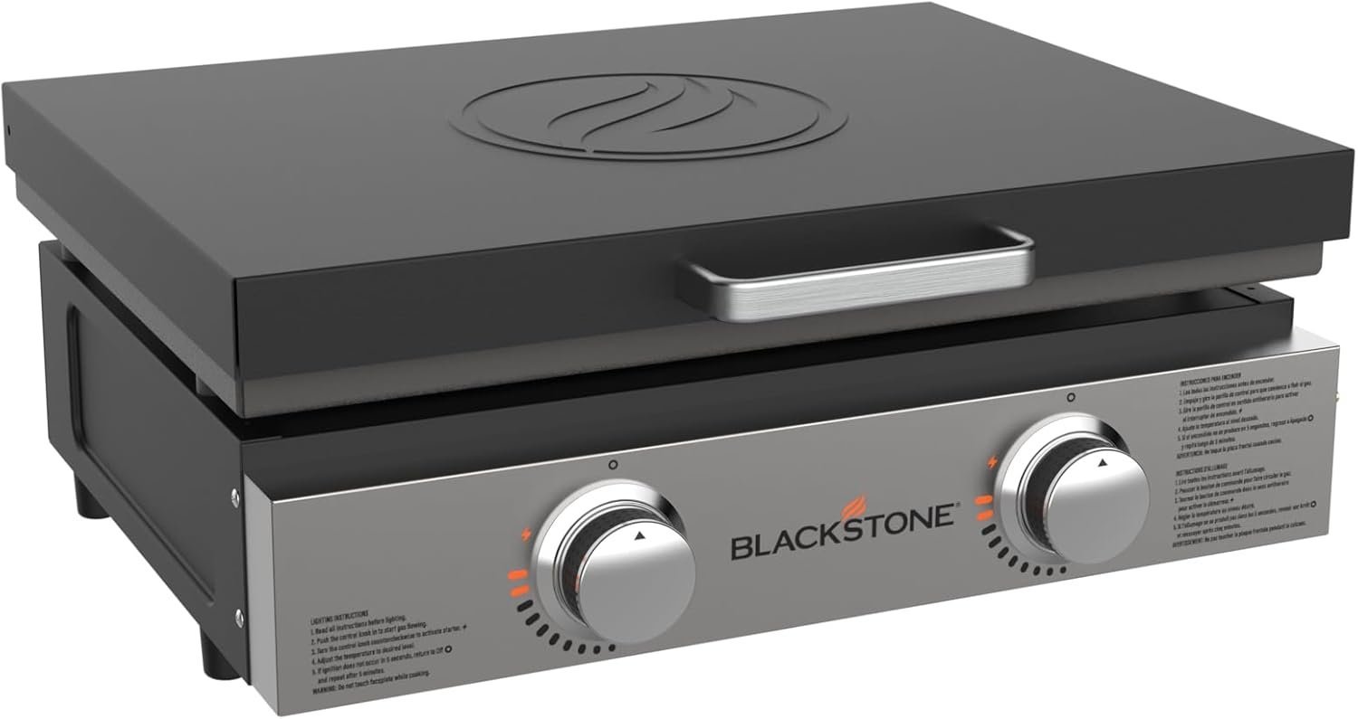 Blackstone 22″ Portable Tabletop Griddle – Dual Burner Flat Top Grill, 24,000 BTU Propane with Stainless Steel Faceplate & Rear Grease System - Image 8