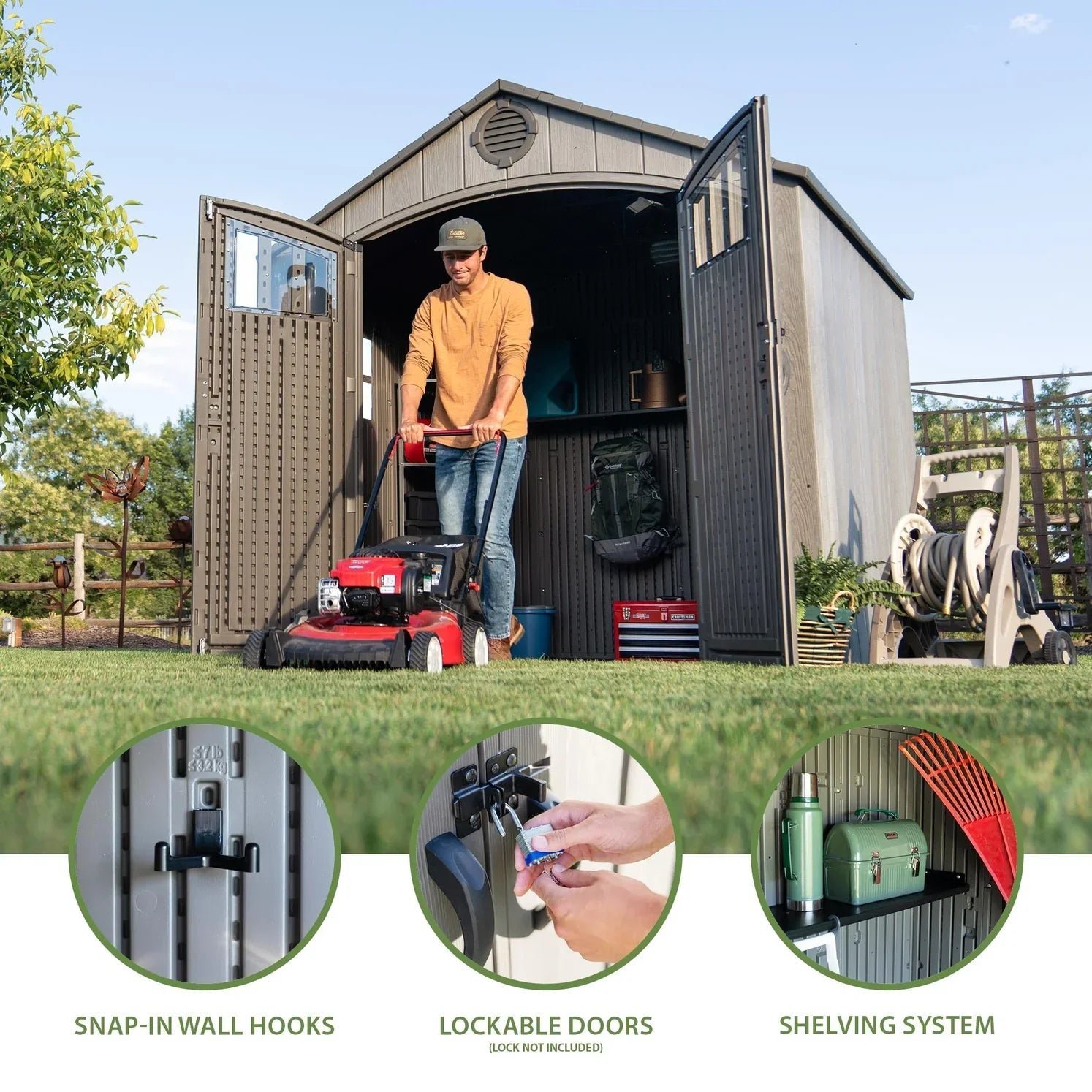 Lifetime 8 Ft x 7.5 Ft Outdoor Storage Shed - Image 27