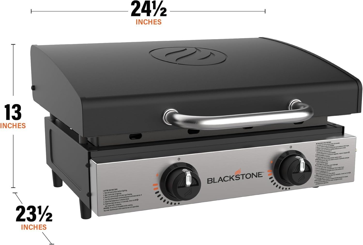 Blackstone 22″ Portable Tabletop Griddle – Dual Burner Flat Top Grill, 24,000 BTU Propane with Stainless Steel Faceplate & Rear Grease System - Image 15