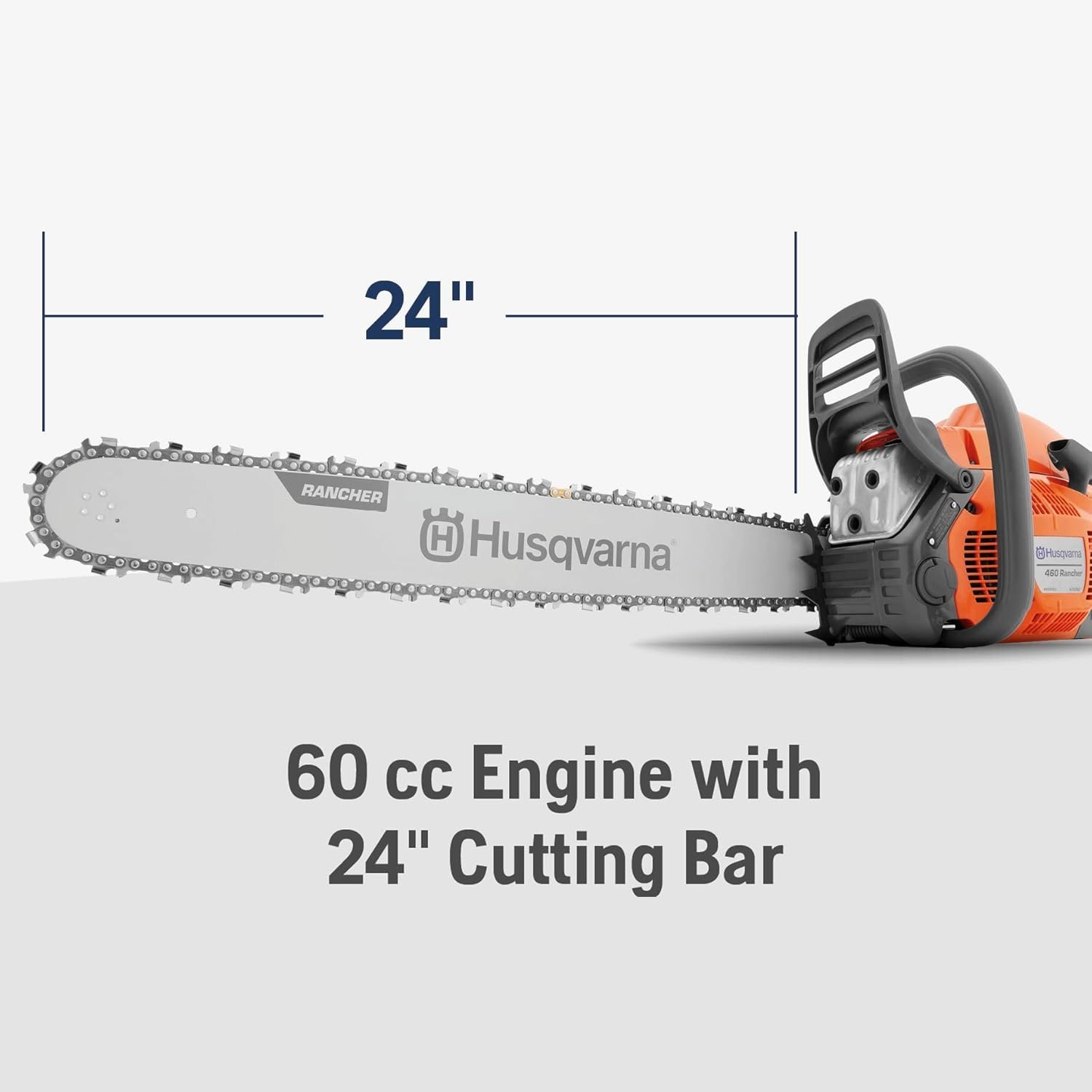Husqvarna 460 Rancher Gas Chainsaw 24″ 60.3cc 3.6HP, Auto Oil Pump - Image 2