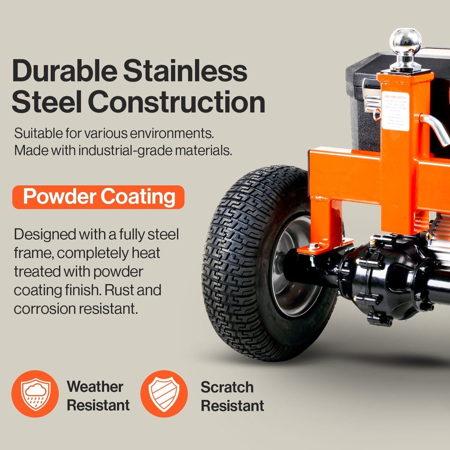 SuperHandy 2800-lb Capacity 3-Wheel Orange Steel Dolly GUO041 - Image 3