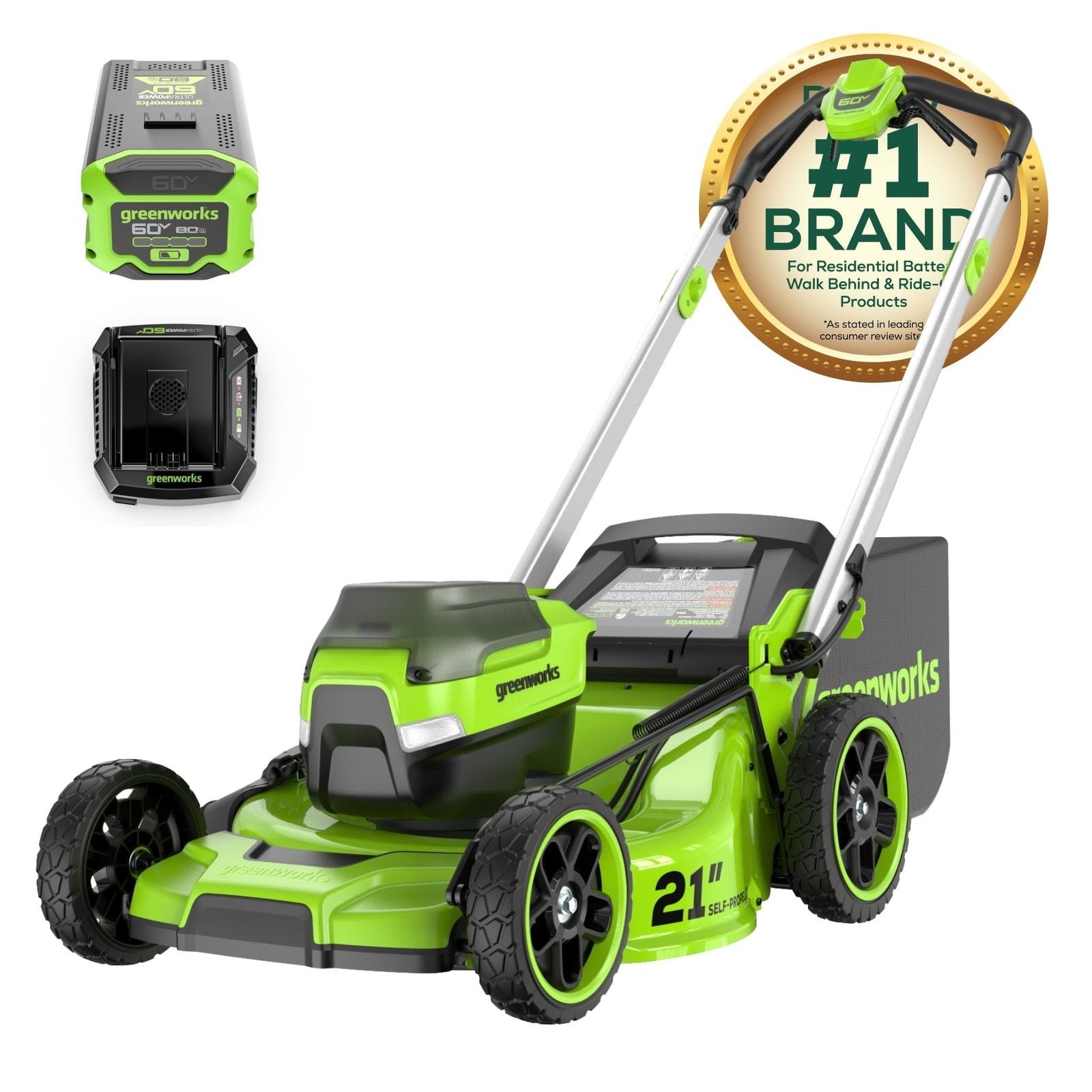 Greenworks 60V 21″ Self Propelled Lawn Mower with (1) 8.0 Ah Battery & Rapid Charger 2546402 - Image 19