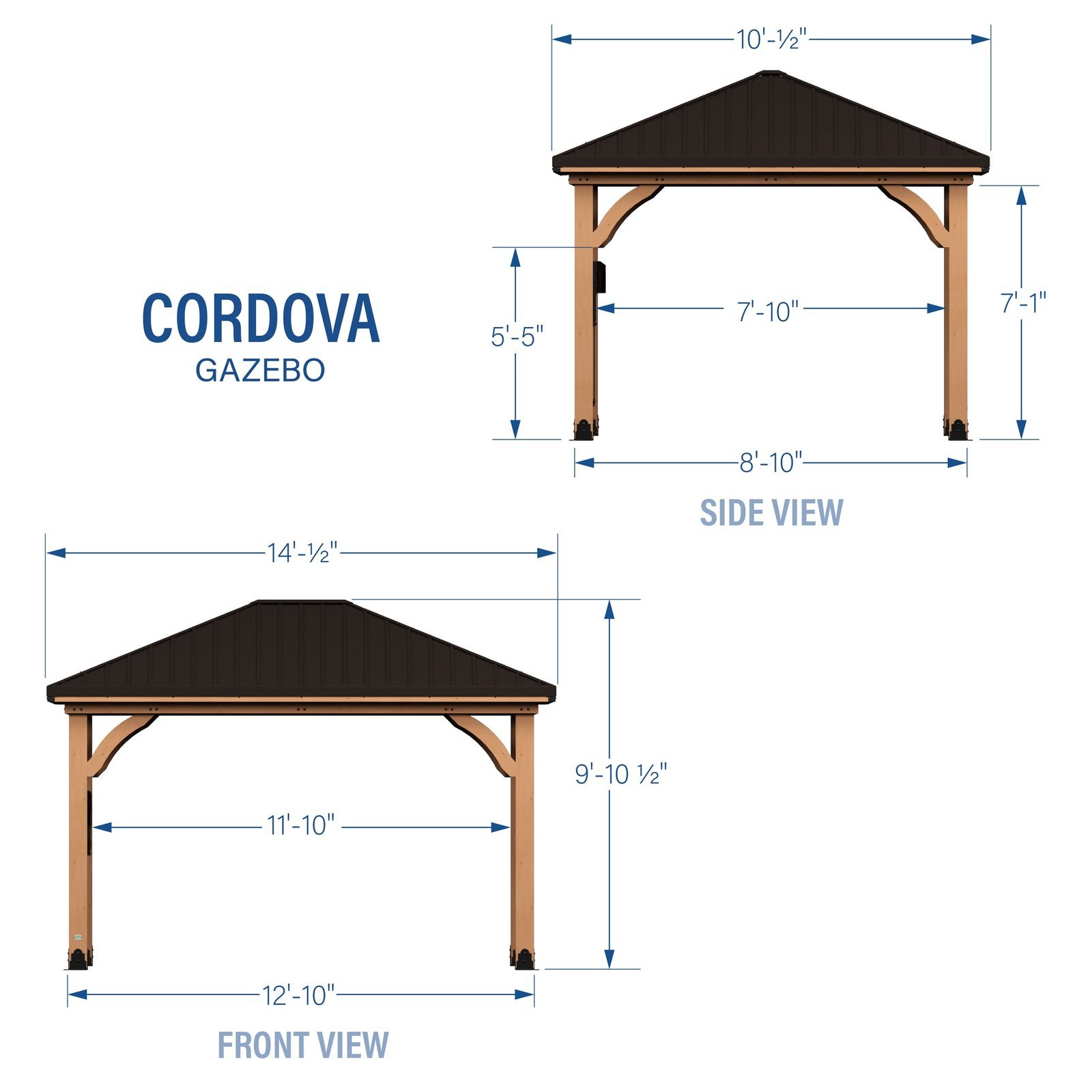 Cordova 14×10 Outdoor Gazebo with Steel Frame and Weather-Resistant Canopy - Image 2
