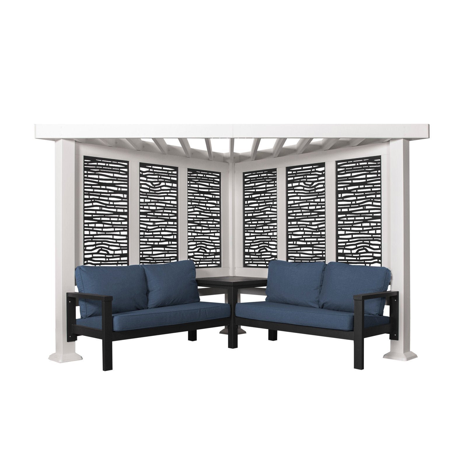 Ridgedale Modern Steel Cabana Pergola with Conversational Seating - Image 4