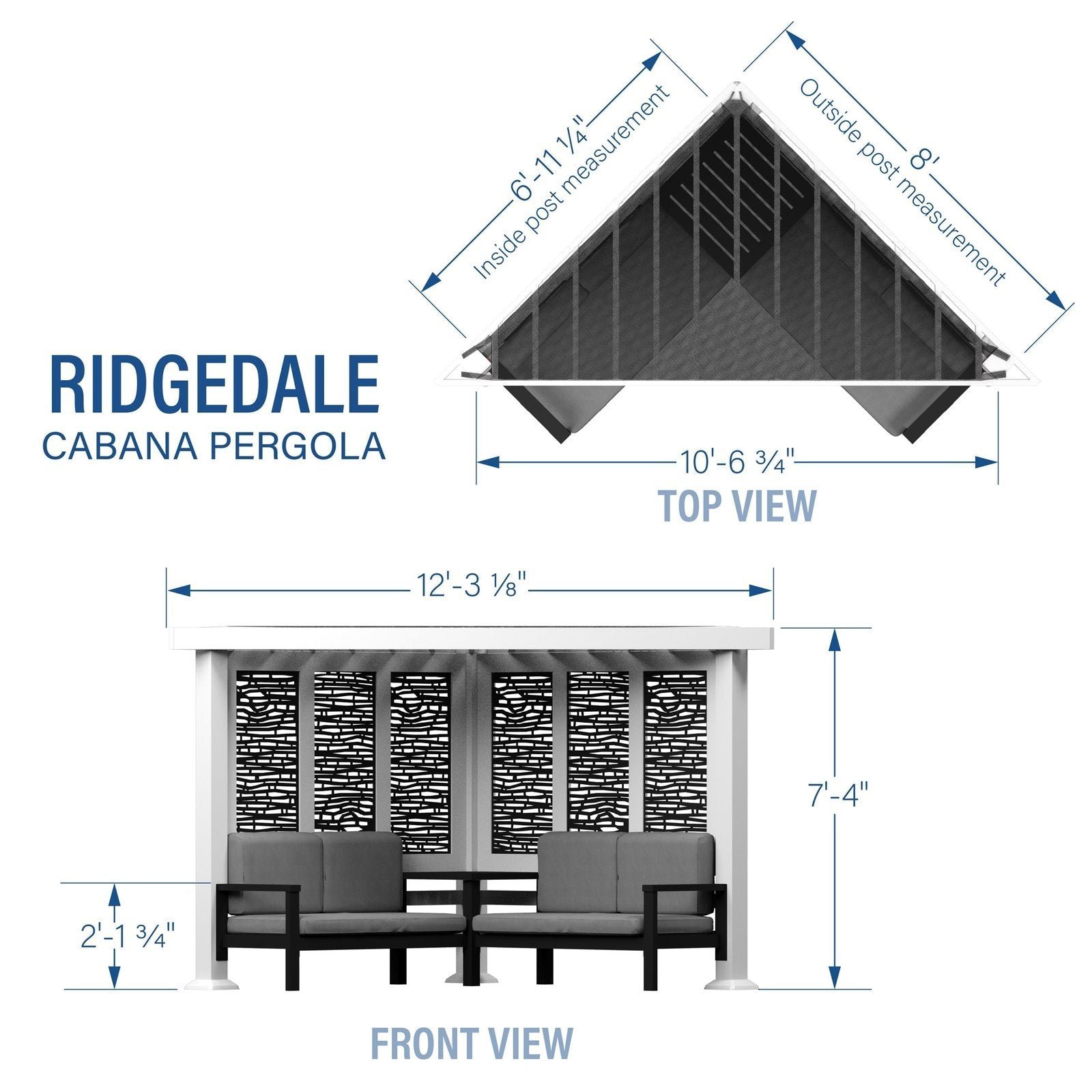 Ridgedale Modern Steel Cabana Pergola with Conversational Seating - Image 5
