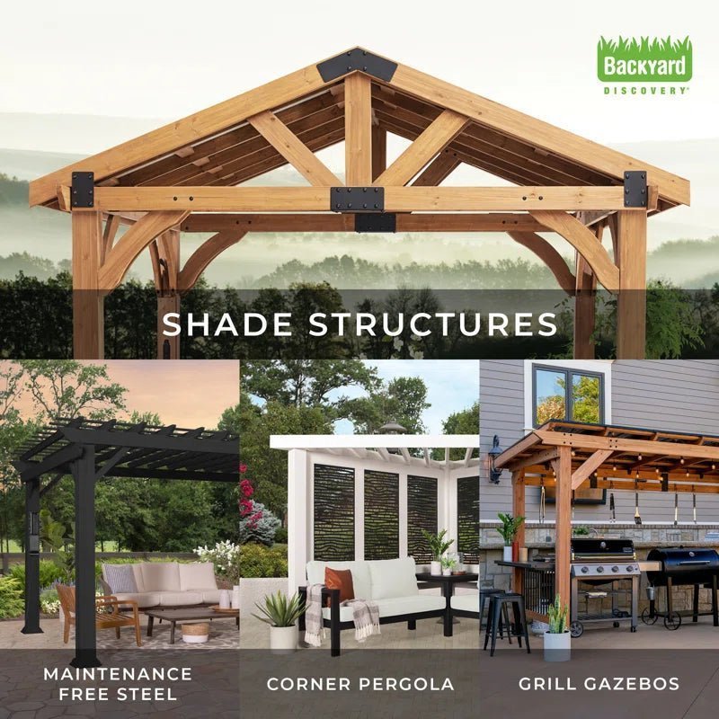 Saxony Xl 13 Ft. W X 6.5 Ft. D Solid Wood Grill Gazebo - Image 10