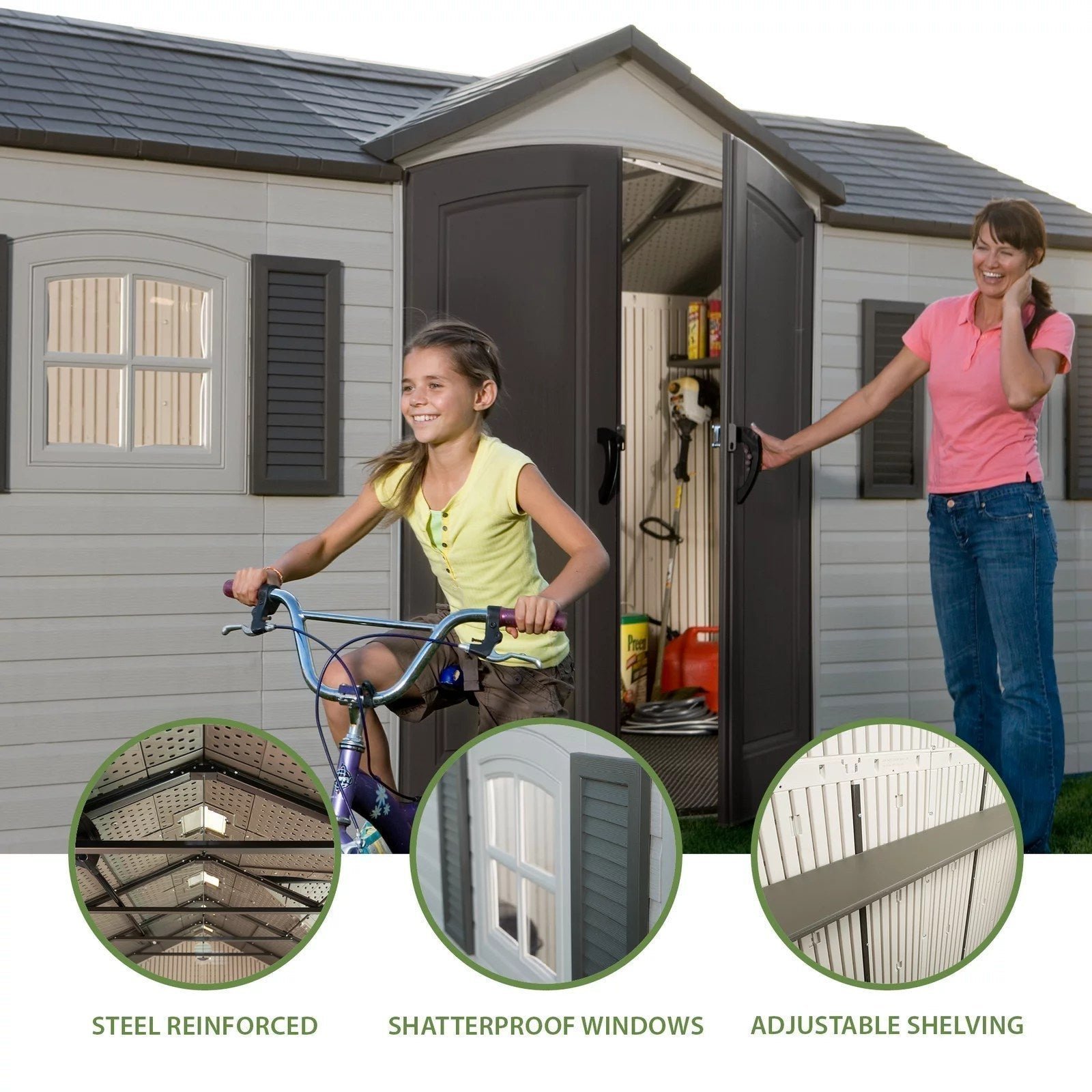 Lifetime Storage Shed: lifetime Garden Building Shed – 15′ X 8′ – Gray - Image 6