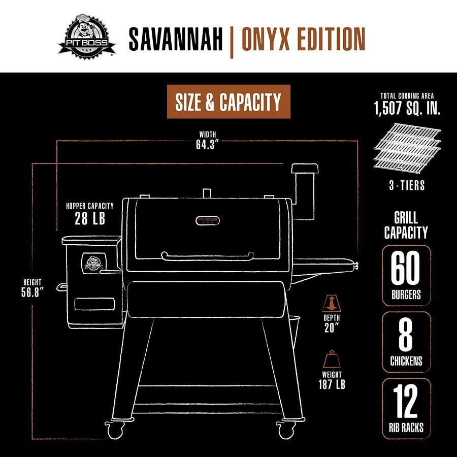 Pit Boss Pellet Smoker, Savannah 1500 Square Inch Wood Fired Pellet Grill, Onyx Series - Image 9
