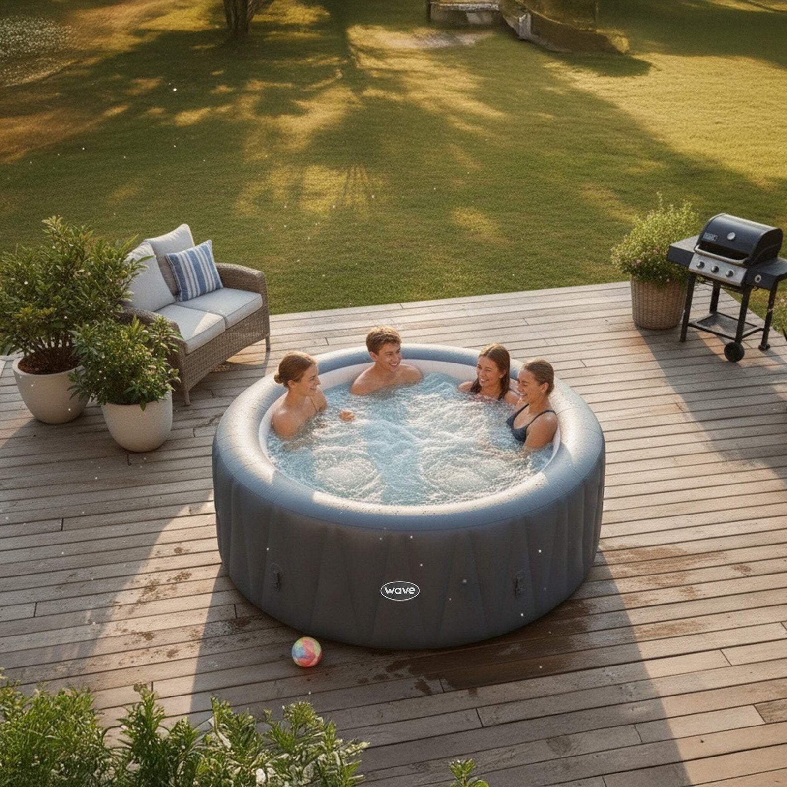 Wave Atlantic 4-Person Round inflatable Hot Tub with integrated Heater and Aquajet Massage System - Image 4