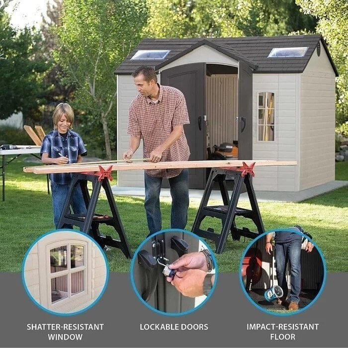 Side 10 ft. W x 8 ft. D Plastic Storage Shed - Image 5