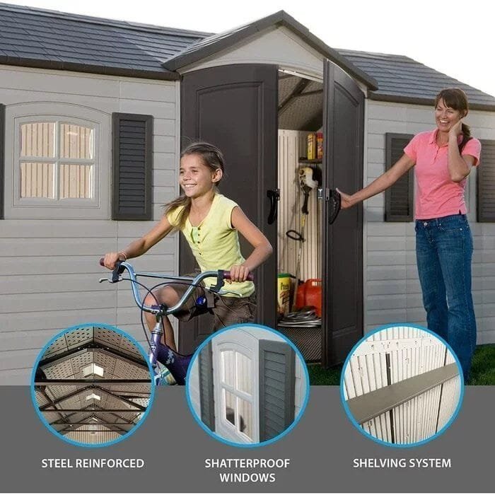 Side entry 15 ft. W x 8 ft. D plastic storage shed with assembly - Image 2