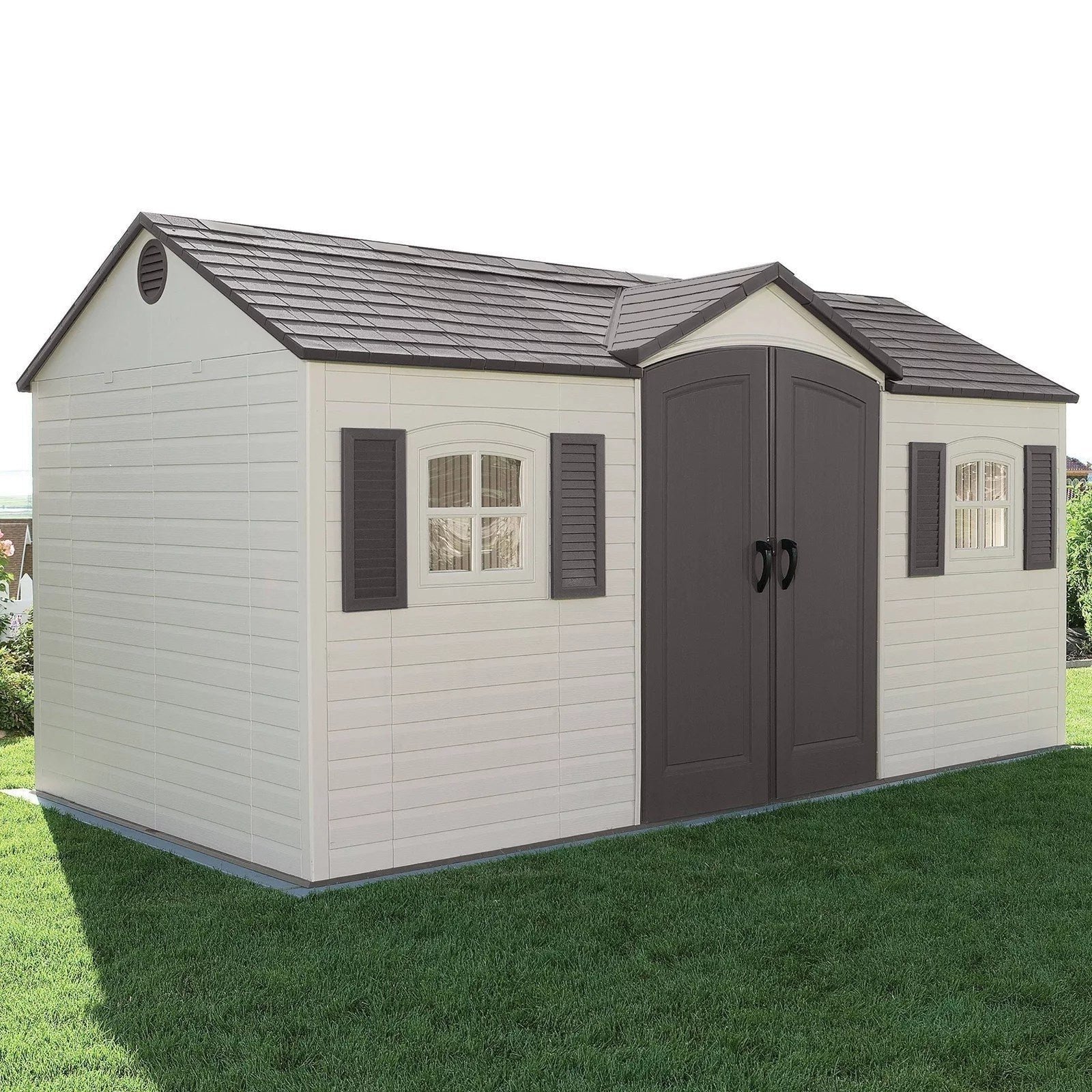 Lifetime 15 ft. x 8 ft. Outdoor Garden Storage Shed with Double Doors & Skylights - Image 7